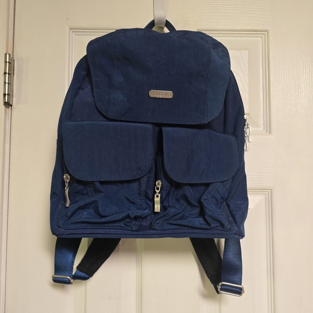 Baggallini Blue Nylon Backpack Women Soft Case Adjustable Straps Daypack NWT